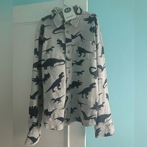 BNWT Hatley Gray Shirt with Dinosaur Design, size 12